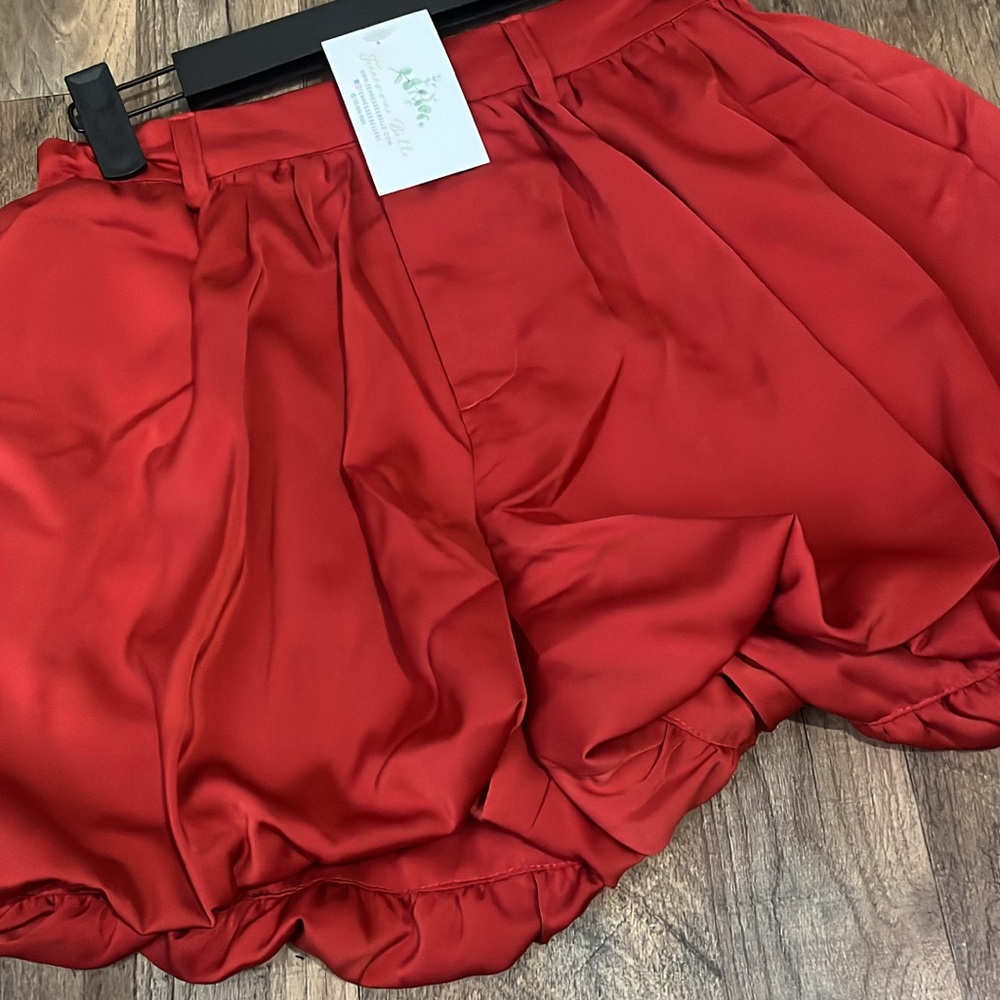 Peach Love Red Satin Women's Shorts